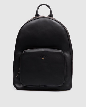 Doucal's Black leather backpack with embossed logo DZ001002UT284