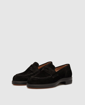 Santoni Black suede loafers WUYW72448NERNHSY
