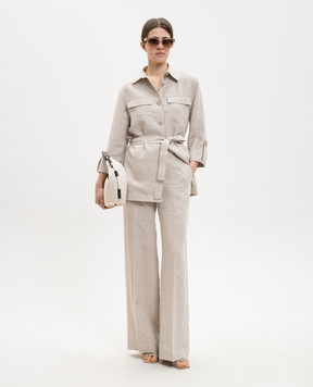 Peserico Beige linen shirt with belt S01225A02629