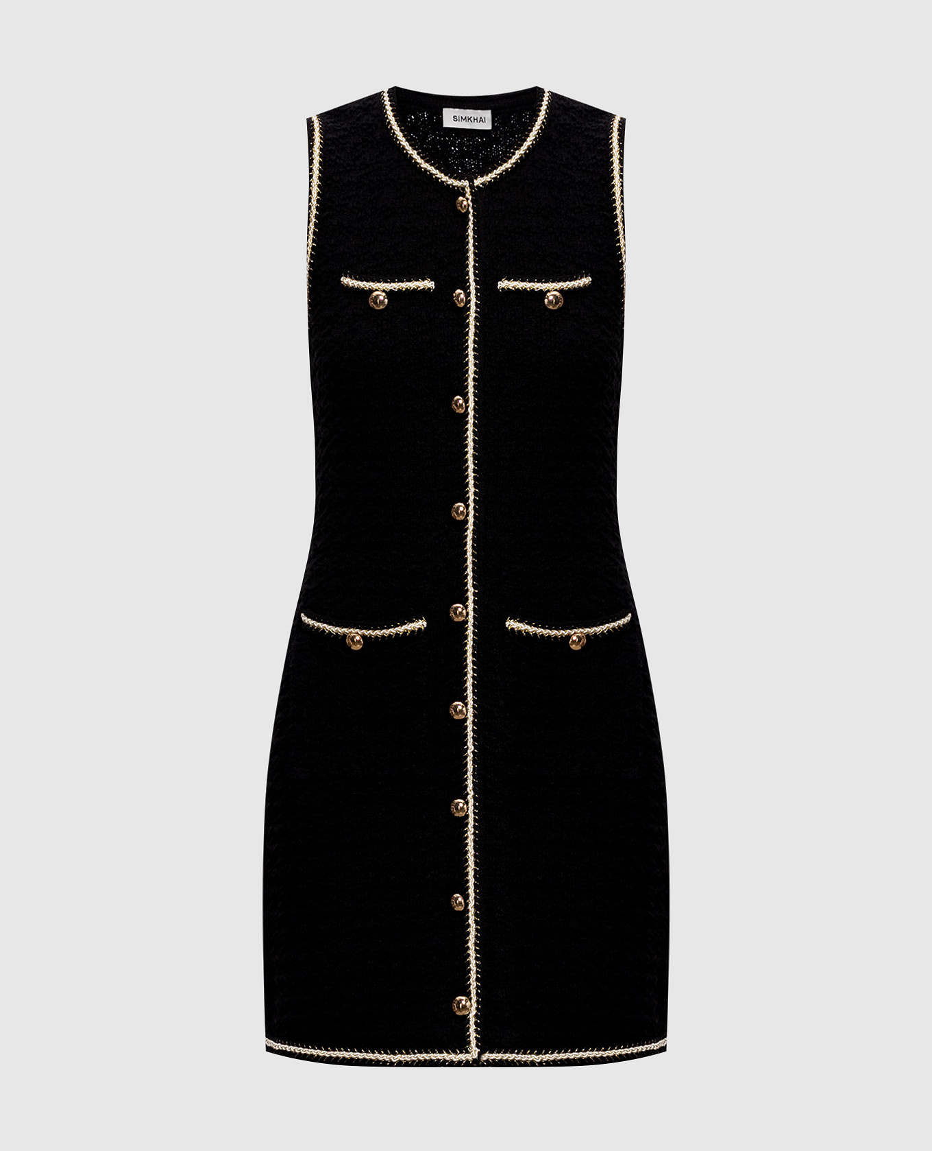 Black tweed dress with contrast trim Simkhai