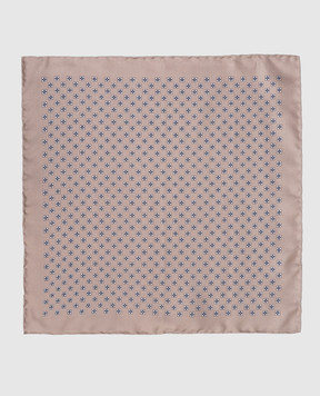 Brunello Cucinelli Beige silk scarf with geometric pattern MX8710091