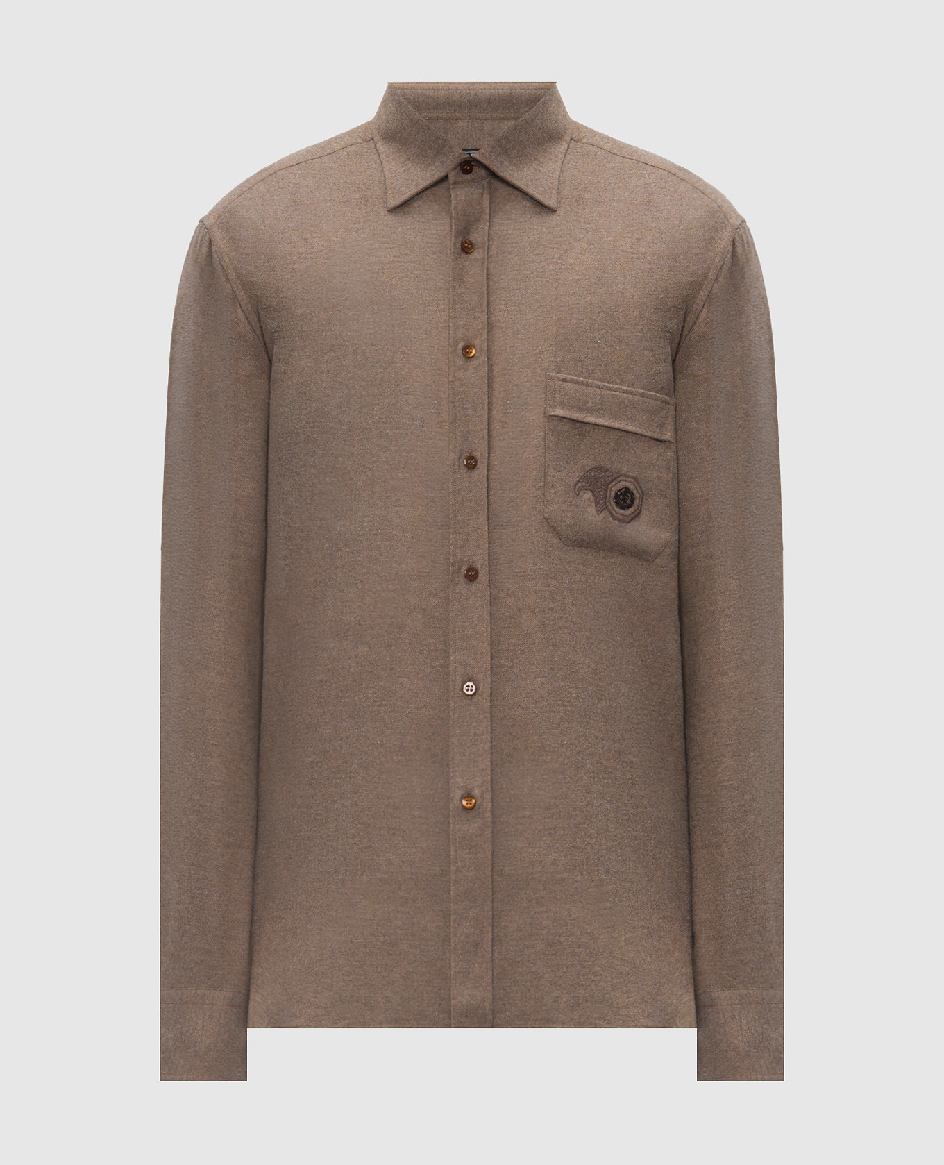 Brown shirt with embroidered emblem