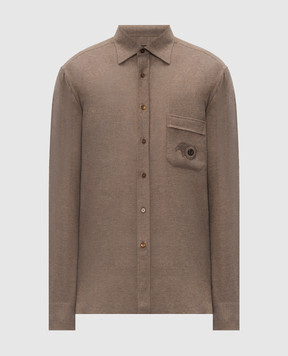 Stefano Ricci Brown shirt with embroidered emblem MC008411BN3028