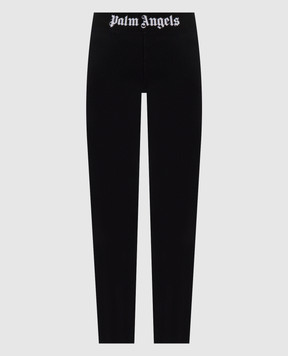 Palm Angels Black leggings with logo pattern PWVG016S26FAB001
