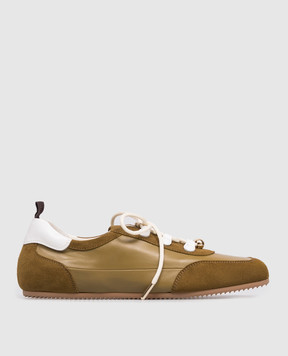 Babe Pay Pls Khaki leather sneakers with beads NICKY