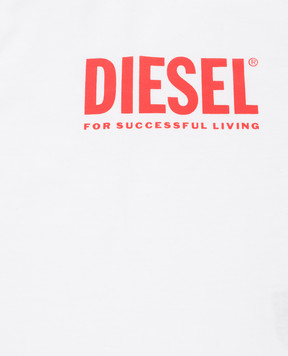 Diesel Children's white T-shirt with logo print K0081500YI9