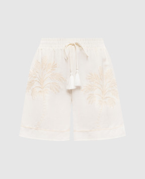 Twinset White linen shorts with embroidery 261LM2MBB