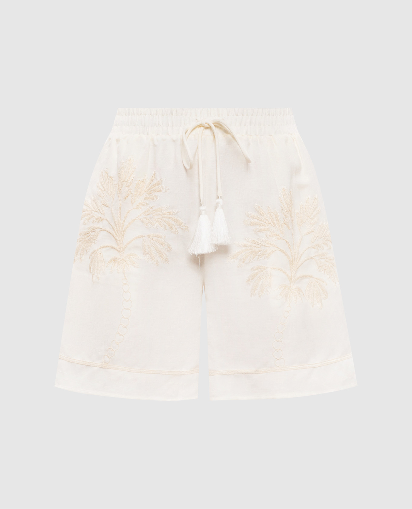 White linen shorts with embroidery