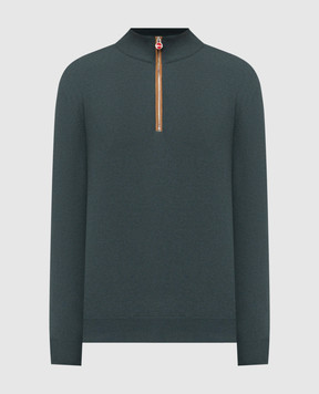 Kiton Green cashmere sweater with zipper UMK0524