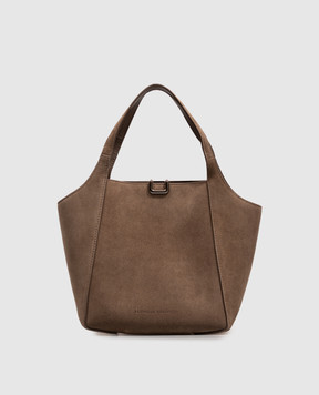 Brunello Cucinelli Storial brown suede bag with logo embossing MBDLB2840