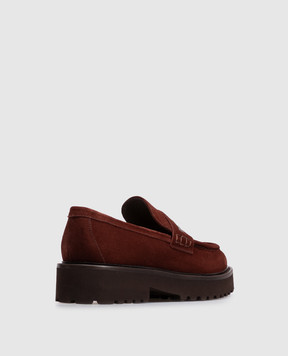 Doucal's Brown suede loafers with monil chain DD8741PHILUF252