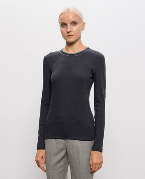 Peserico Grey ribbed long-sleeve shirt S06969J0A5669
