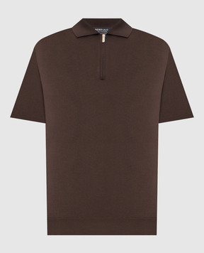 Bertolo Cashmere Brown silk polo shirt 900270000026