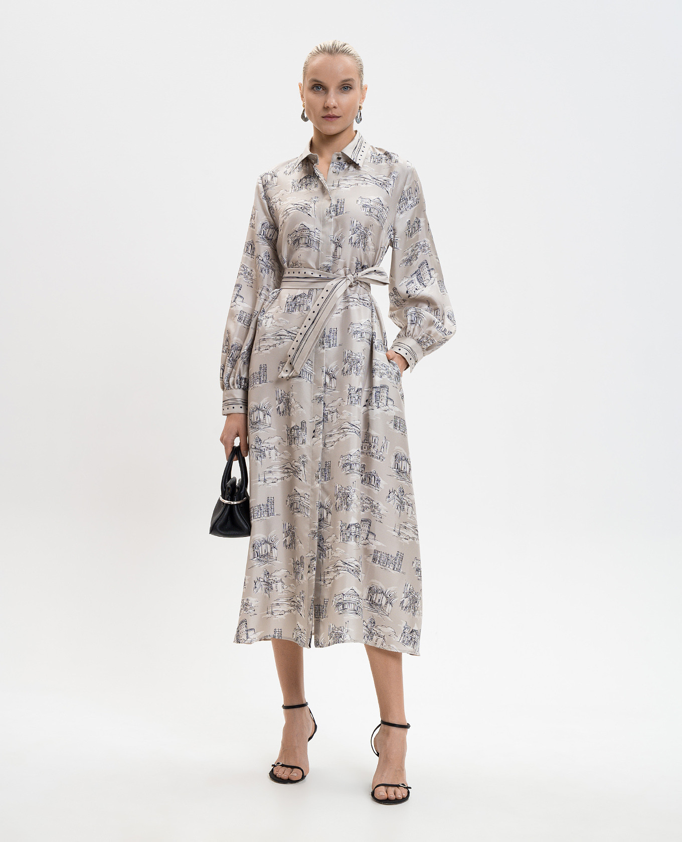 

MXMCARBONE beige silk shirt dress Max Mara