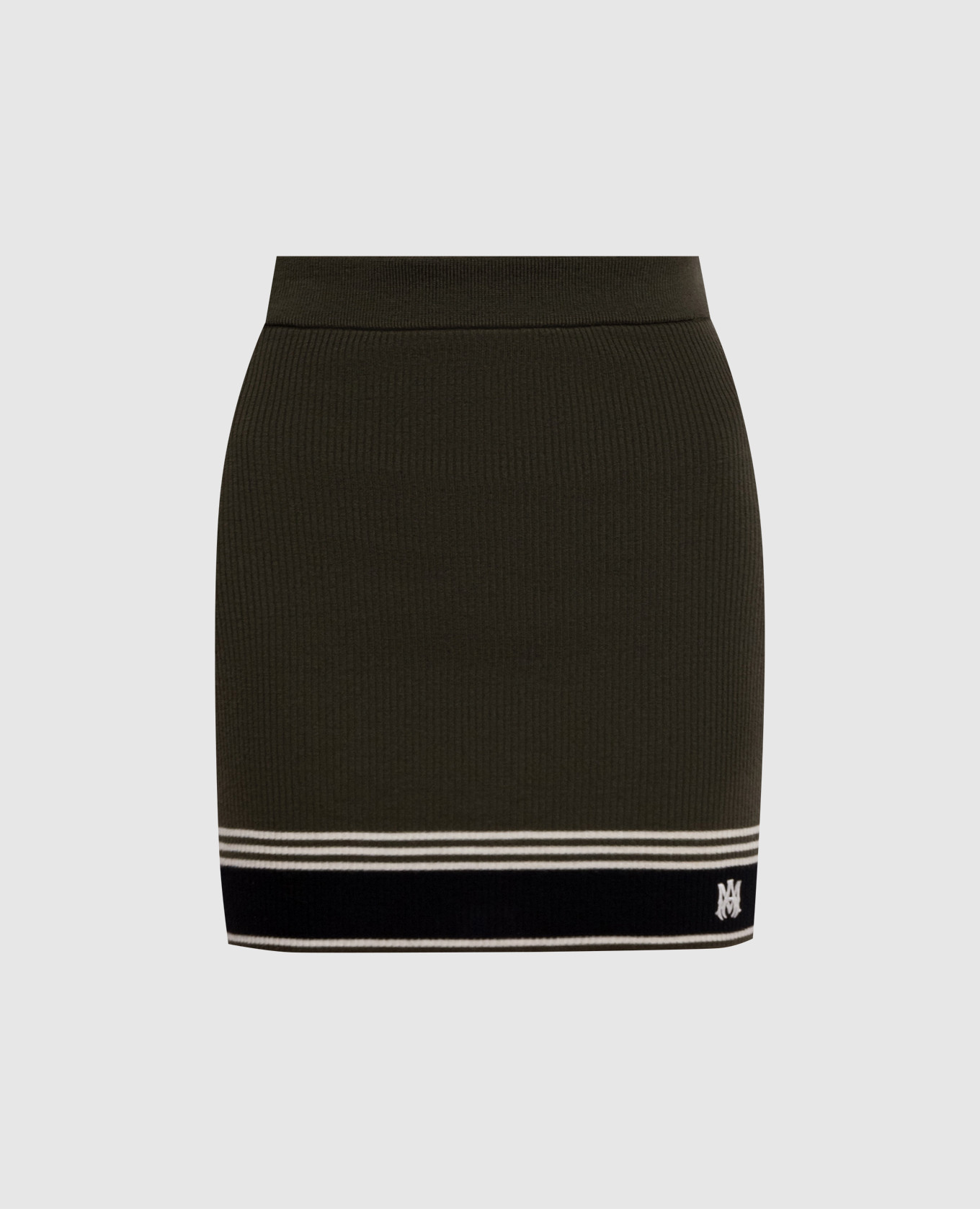 

Khaki ribbed wool mini skirt AMIRI