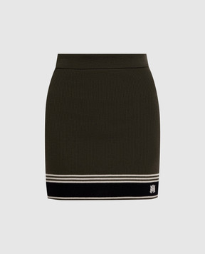 AMIRI Khaki ribbed wool mini skirt AWBMSK1008