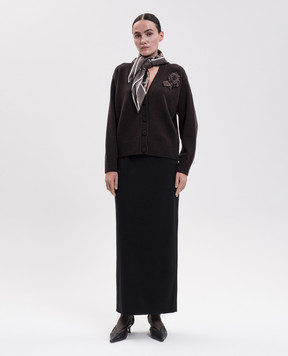 Agnona Brown cashmere cardigan with appliqué K4120980K050Q