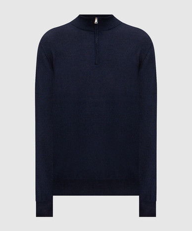 Blue wool, silk and cashmere jumper