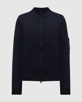 C.P. Company Blue cardigan with logo patch MKN096A110560A