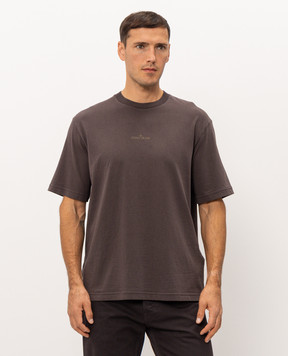 Stone Island Brown T-shirt with logo print L2S152100001S0E19
