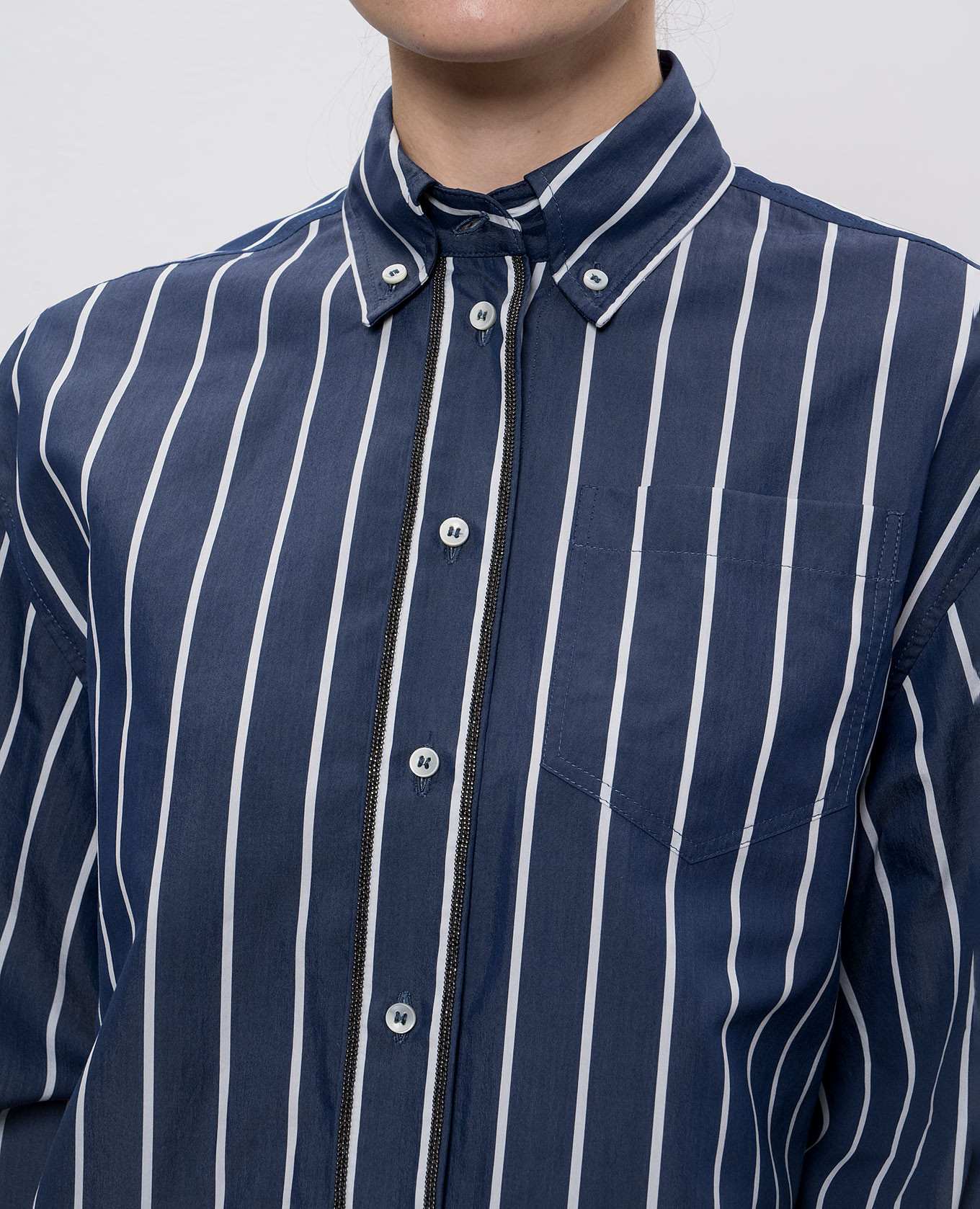 Blue striped silk shirt Brunello Cucinelli 5