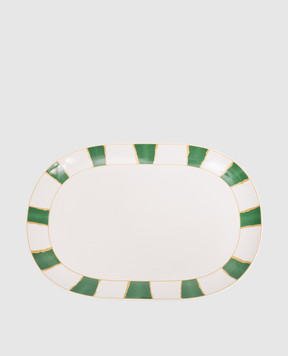 Geminiano Cozzi 1765 White porcelain oval dish Striche Verdi e Oro LGCFL20459036