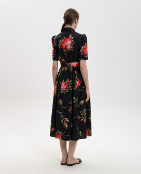 Dolce&Gabbana Black printed midi shirt dress F6JFNTHS5UT