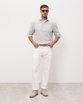 ISAIA Gray checkered shirt CAM088C1206