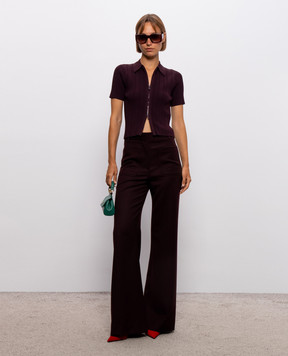 Victoria Beckham Burgundy ribbed top with zipper 1326KTP007305A