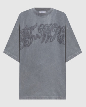 Off-White Grey T-shirt with embroidered logo 2FA00429T