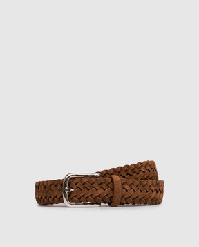 Pini Parma Brown suede belt with weaving BELTBRAICOGN