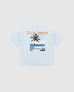 Palm Angels Children's blue T-shirt with Since 2015 print PBAA002S26JER002
