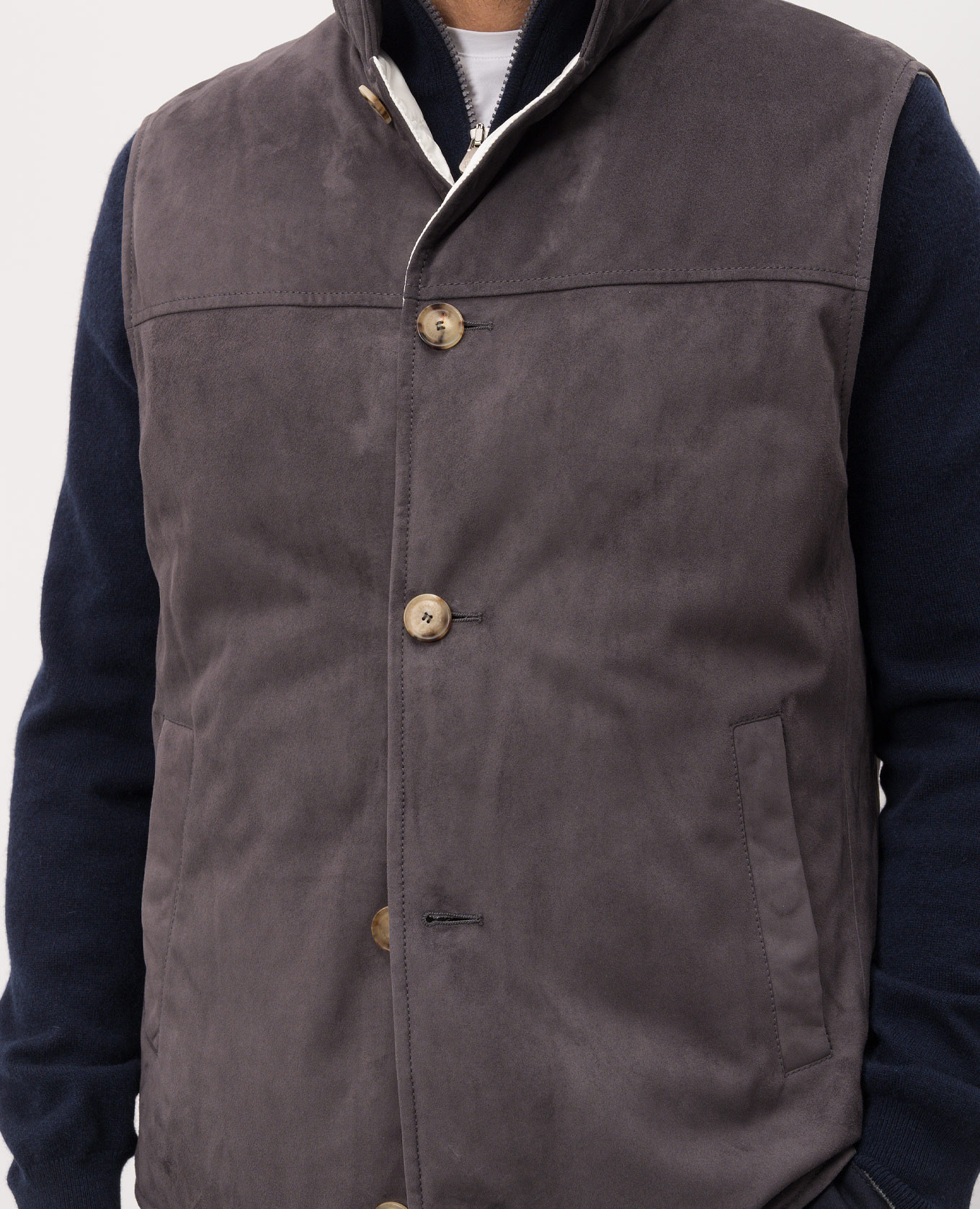 Grey suede down vest Brunello Cucinelli 5
