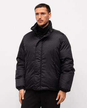 Alexander McQueen Black down jacket with branded Skull pattern 843522QRACA