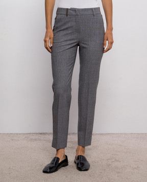 Peserico Gray wool patterned pants A0471806413
