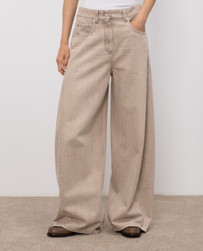 Brunello Cucinelli Beige checked jeans MP95PP4059