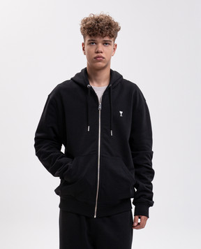 Ami Paris Black sports jacket with embroidered emblem HSW765730