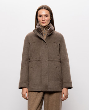 Fabio Gavazzi Brown cashmere parka with mink fur FG2340PIVR
