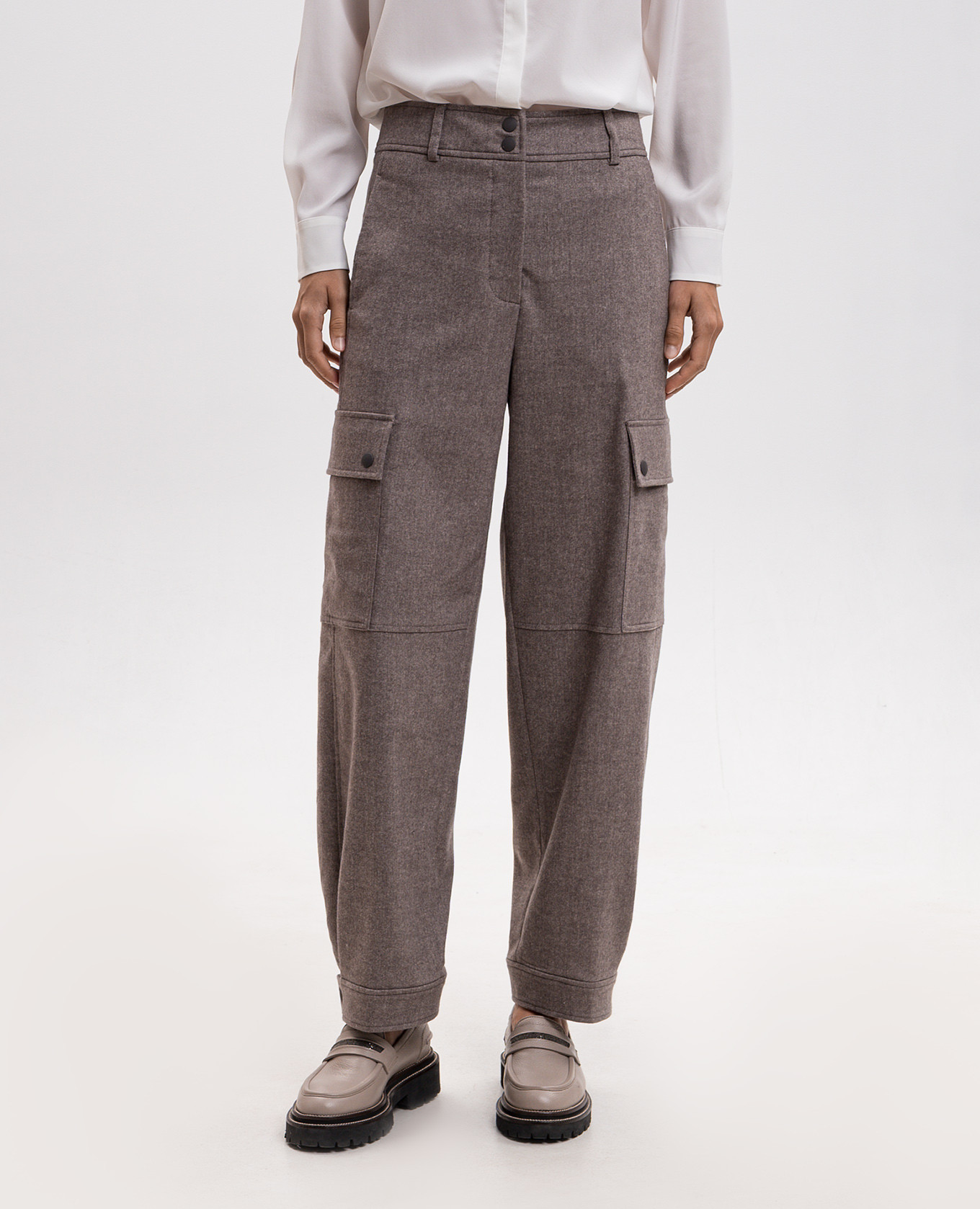 Brown cargo pants with wool Peserico 3