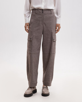 Peserico Brown cargo pants with wool P0494301948