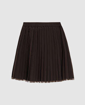 Twinset Brown pleated skirt with lace 262TP2351