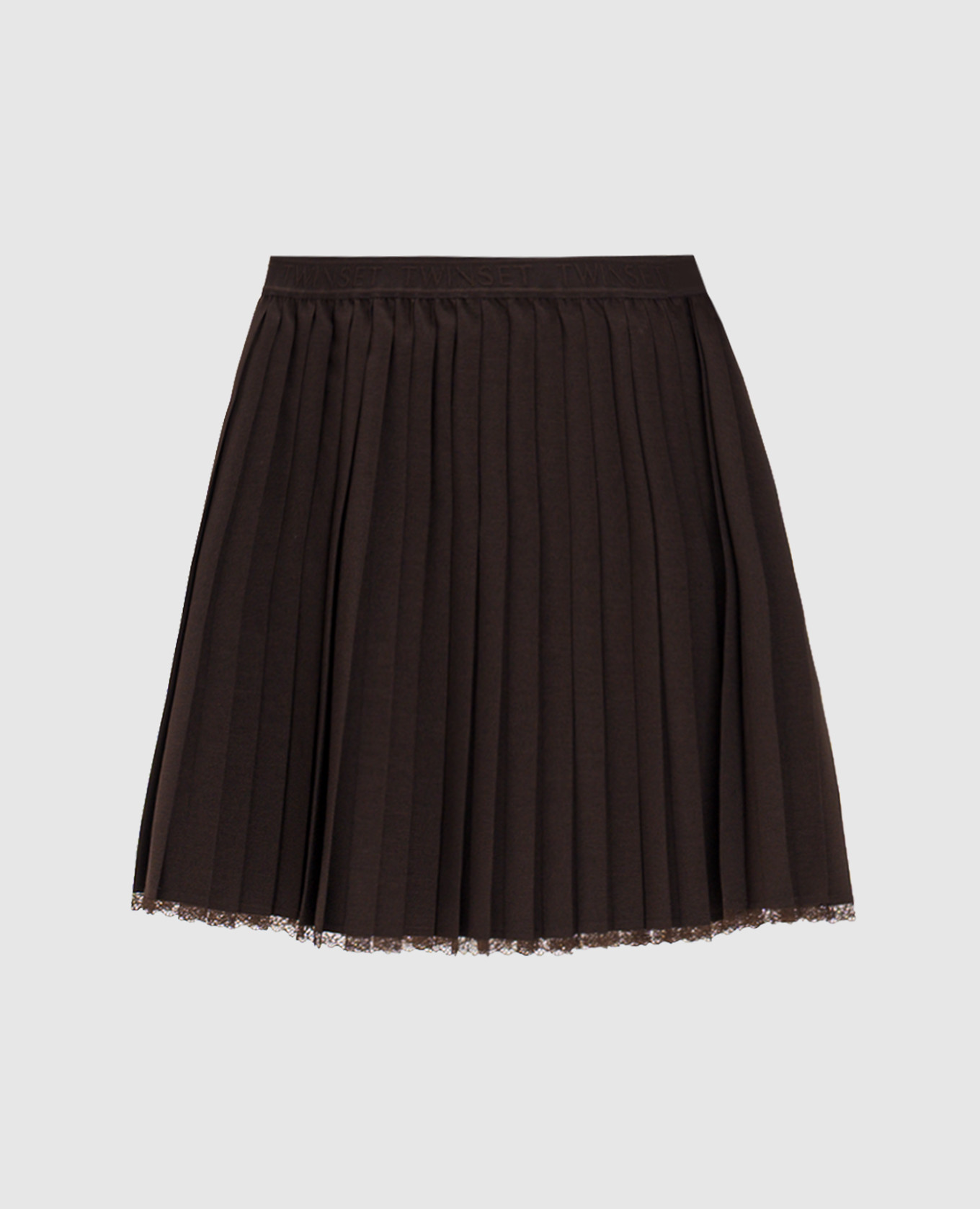 Brown pleated skirt with lace