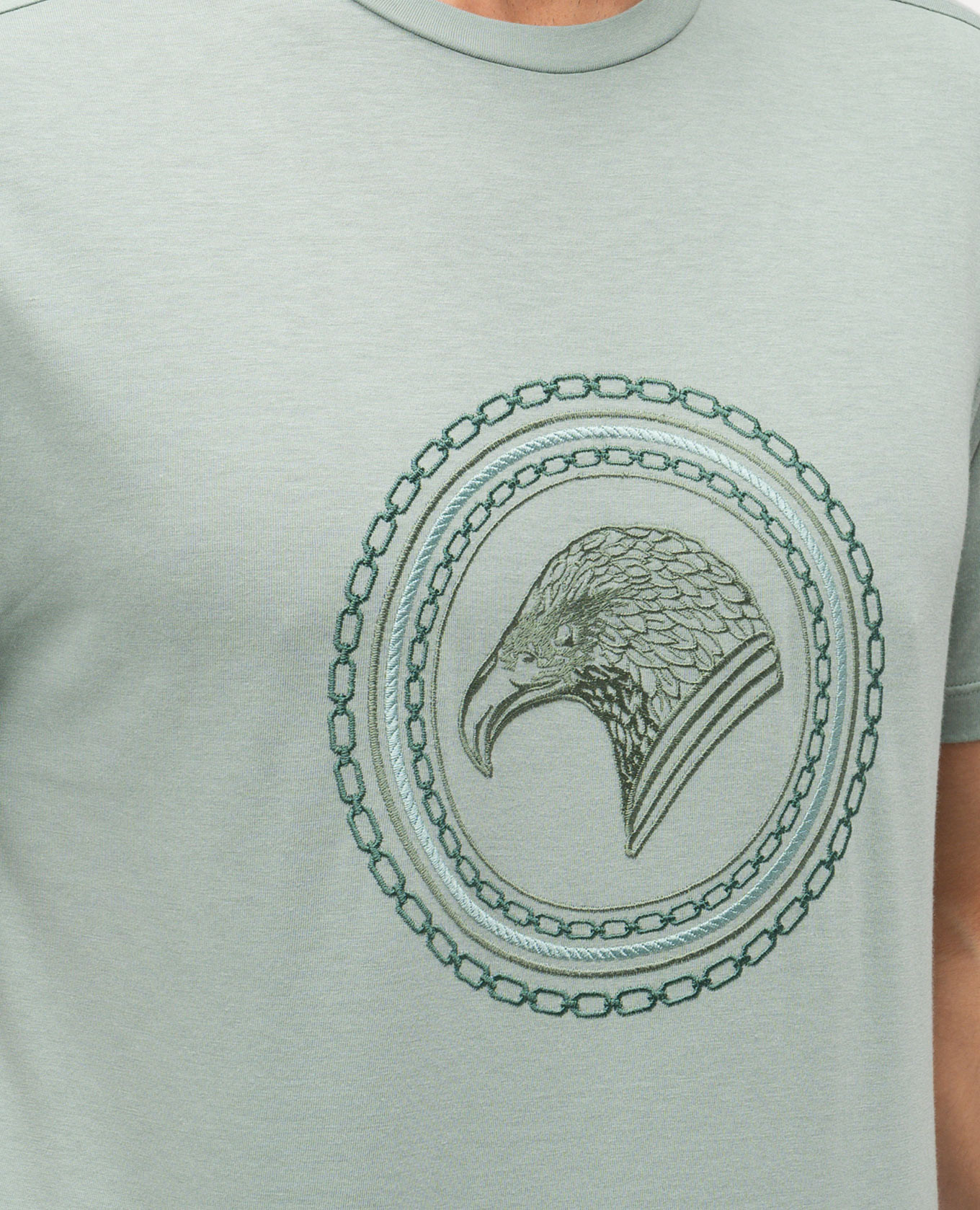 

Green T-shirt with embroidered emblem Stefano Ricci