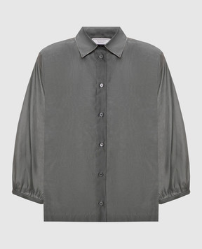 Peserico Green silk blouse with monil chain S0601308372
