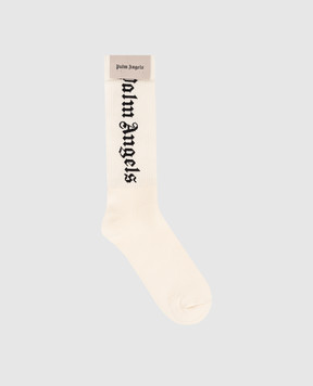 Palm Angels White insulated socks with contrasting logo PWRA007R24FAB001