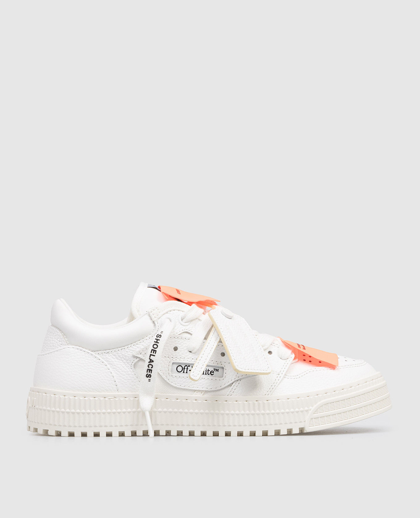 Beige leather sneakers OW Be Right Back with logo patches