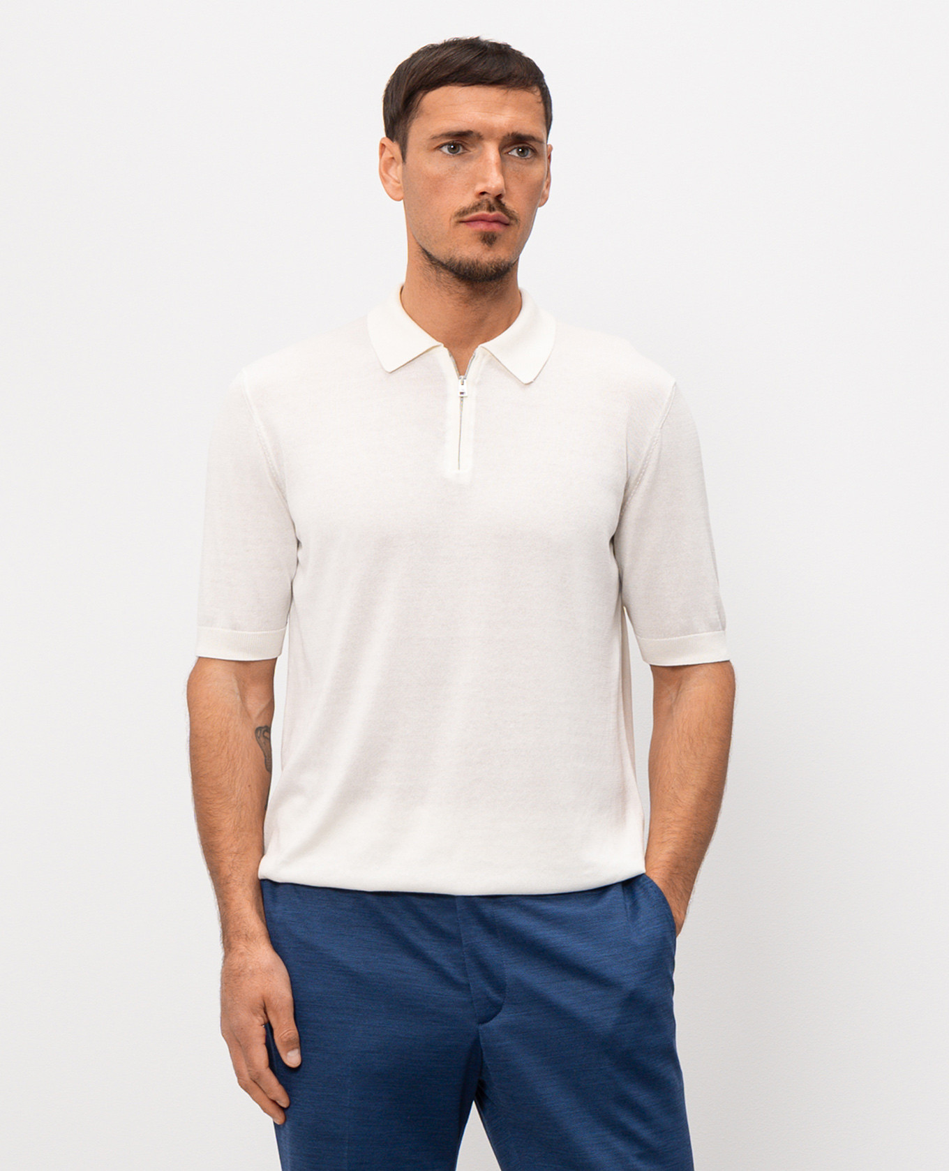 Ivory silk polo Cashmere&Whiskey 3