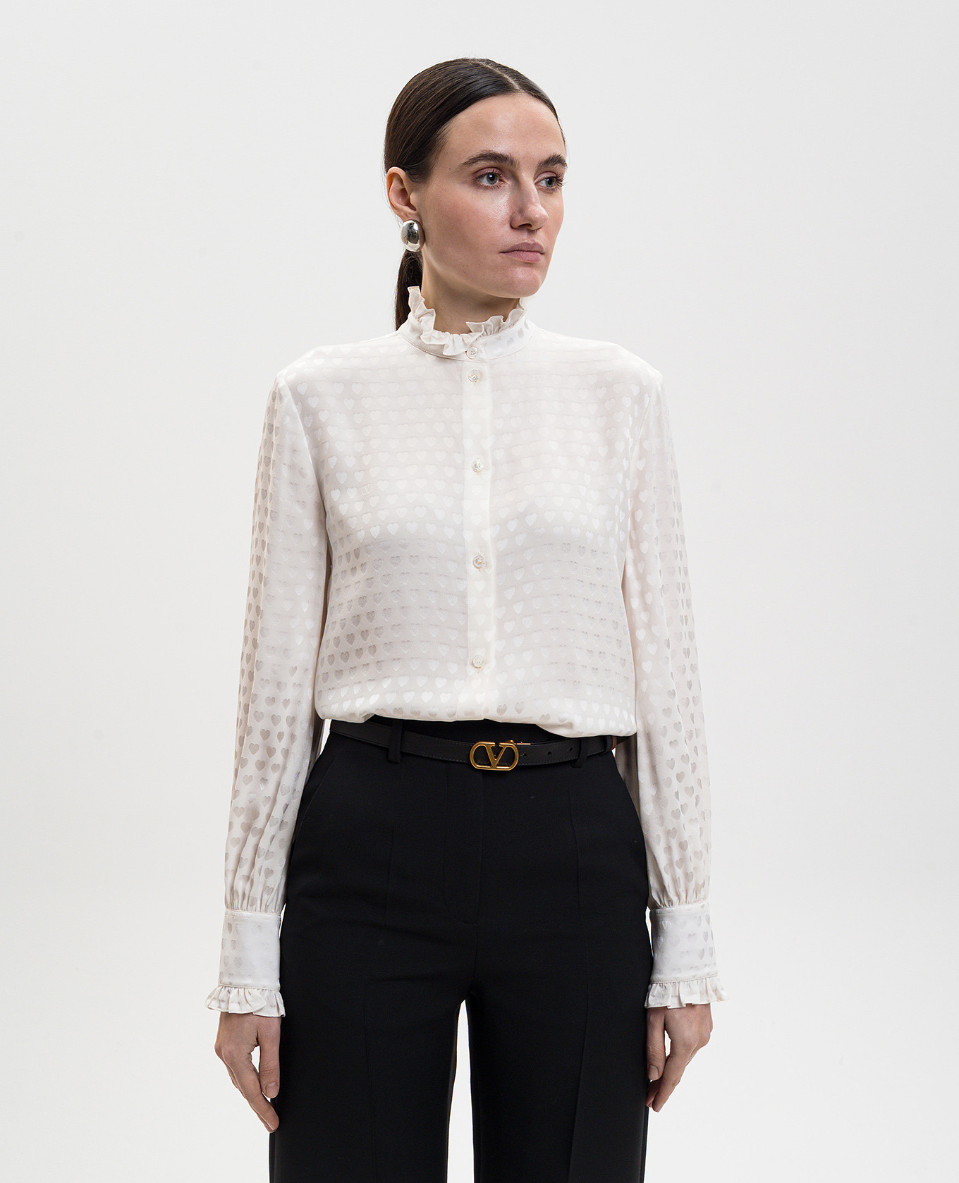 

Reversible leather belt with emblem Valentino, Black