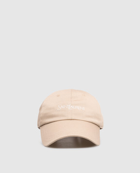 Saint Laurent Beige cap with logo embroidery A000TX3YU61w