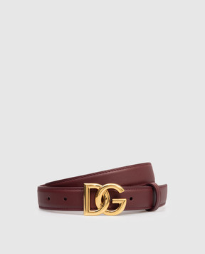 Dolce&Gabbana Burgundy leather belt with logo BE1447AK274